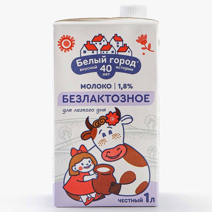 Молоко Белый город безлактозное 1,8% 1л т/п