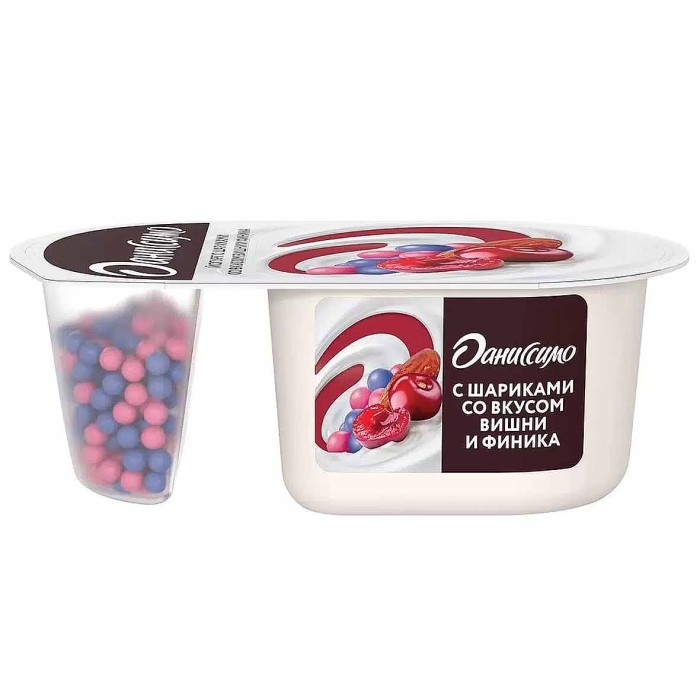 Йогурт Даниссимо Фантазия вишня-финик с шариками 6,9% 105гр пэт