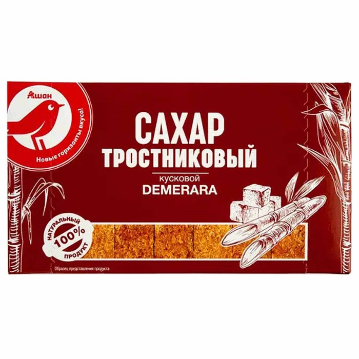 Сахар тростниковый Ашан Демерара кусковой 500гр к/у