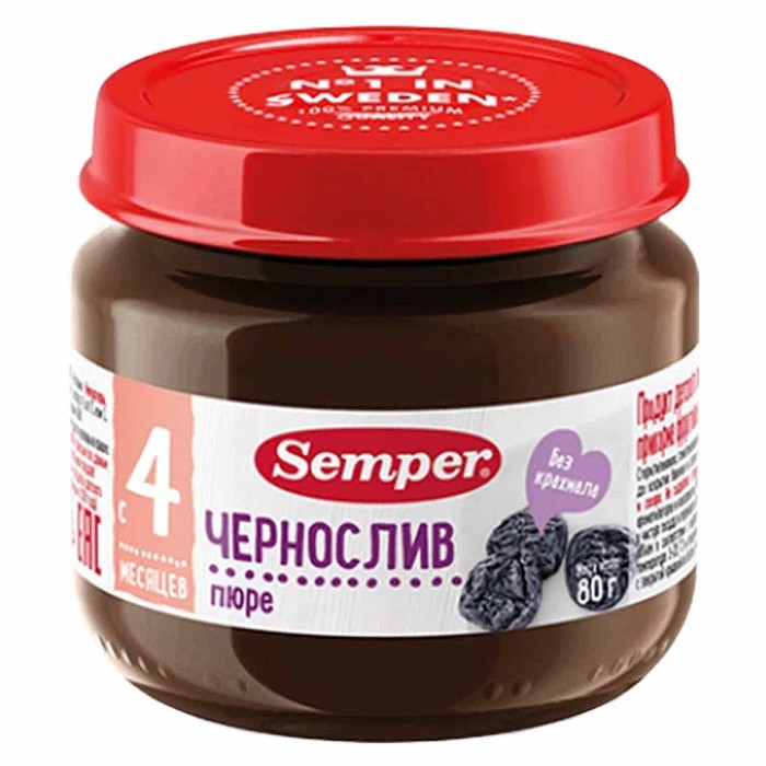 Пюре Semper чернослив 4+ 80гр ст/б
