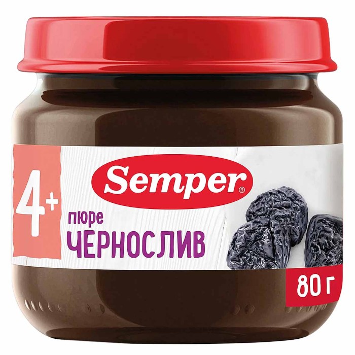 Пюре Semper чернослив 4+ 80гр ст/б