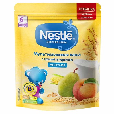Каша Nestle мультизлаковая молочная груша-персик с 6мес 220гр д/п