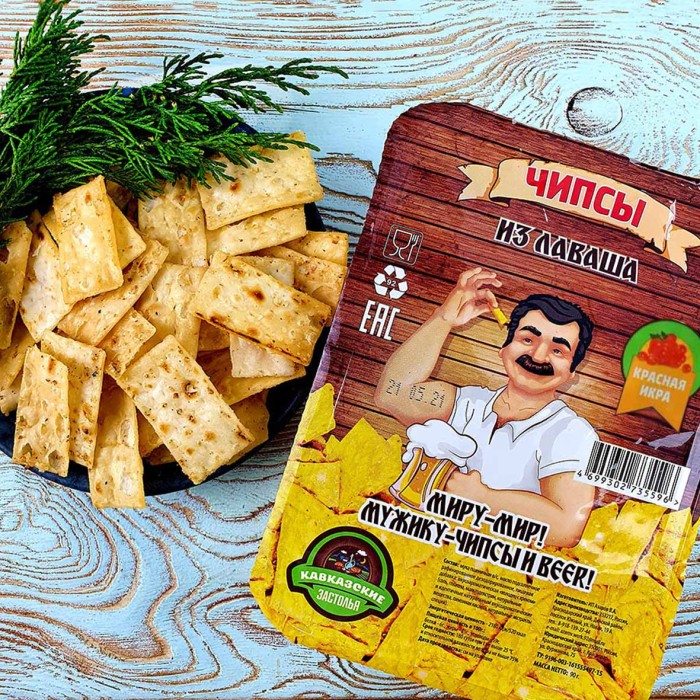 Чипсы из лаваша Кавказкие Застолья красная икра 100гр контейнер