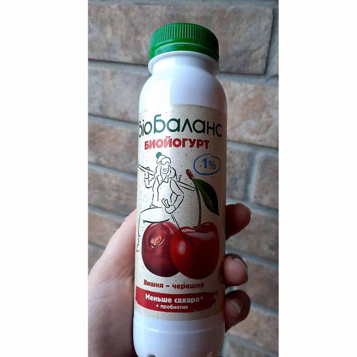 Йогурт питьевой Био-Баланс вишня-черешня 1% 270гр пэт