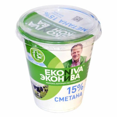 Сметана ЭкоНива 15% 300гр пэт