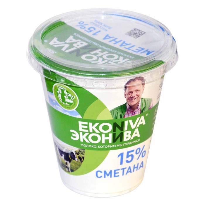Сметана ЭкоНива 15% 300гр пэт