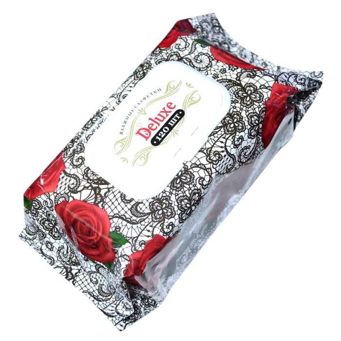 Салфетки влажные Deluxe Кружева 120шт м/у Р555