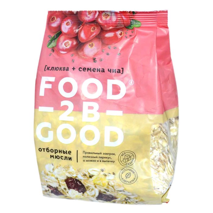 Мюсли Food -2b -Good запеченные клюква-семена чиа 250гр м/у