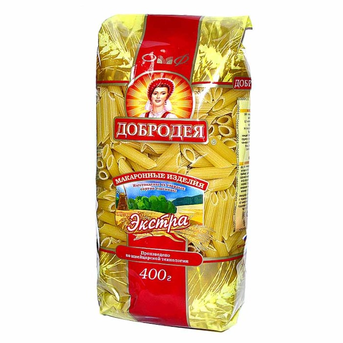 Макароны Добродея перья рифленые 400гр м/у