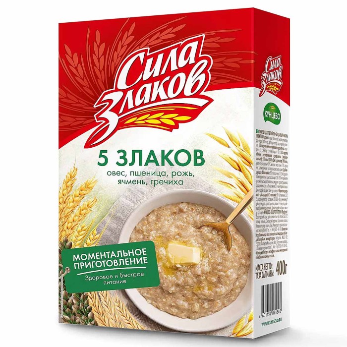 Хлопья Кунцево Сила Злаков 5 злаков не треб варки 400гр к/у