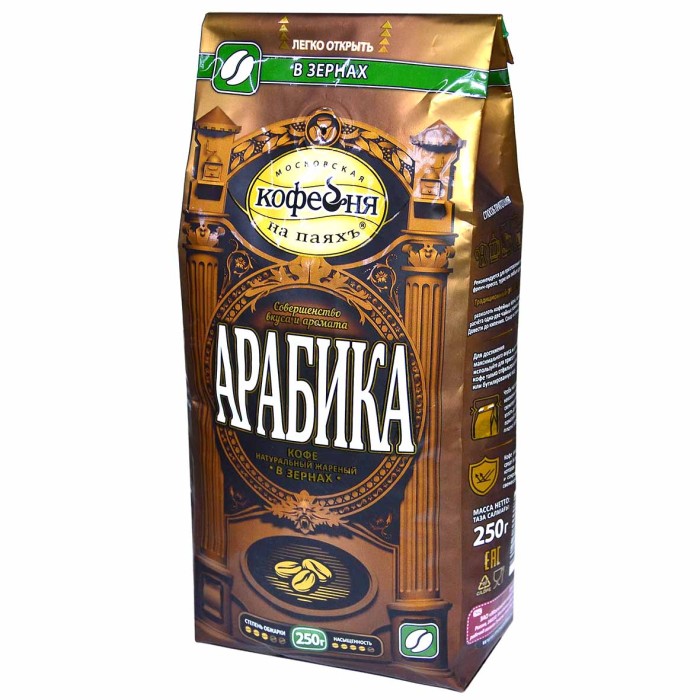 Кофе Московская кофейня на паяхъ Арабика в зернах 250гр м/у