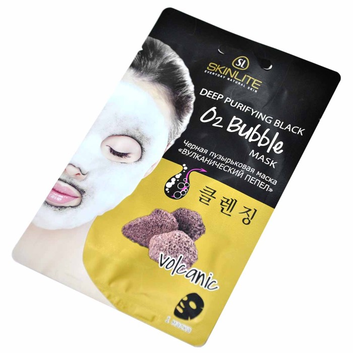 Маска для лица Skinlite Черная пузырьковая вулканический пепел 20гр м/у