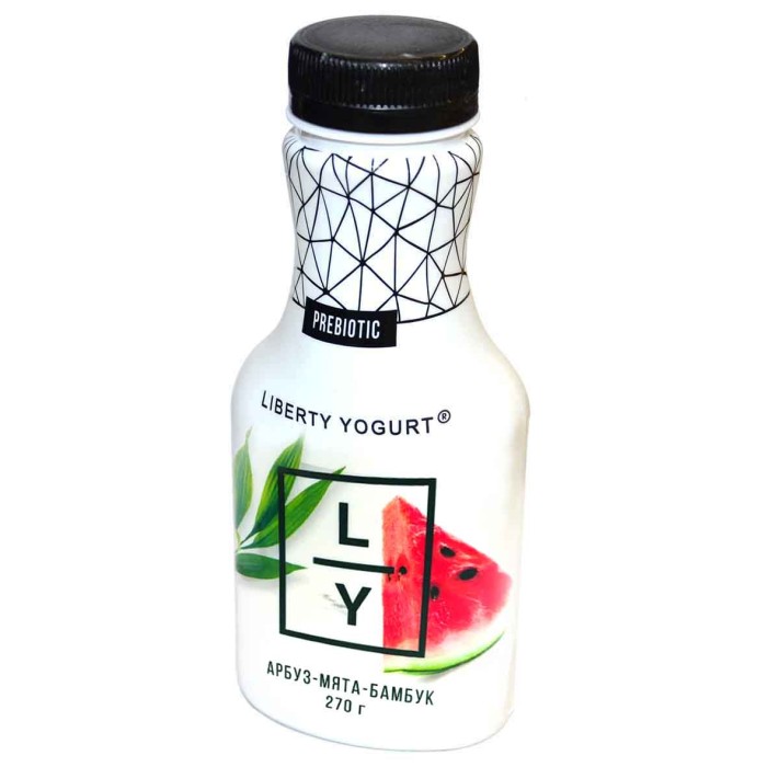 Йогурт питьевой Liberty Yogurt арбуз,мята,бамбук 270гр пэт