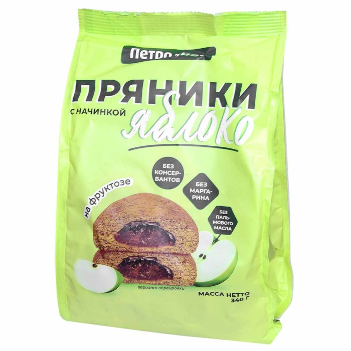 Пряники Петродиет с яблочной начинкой на фруктозе 340гр м/у