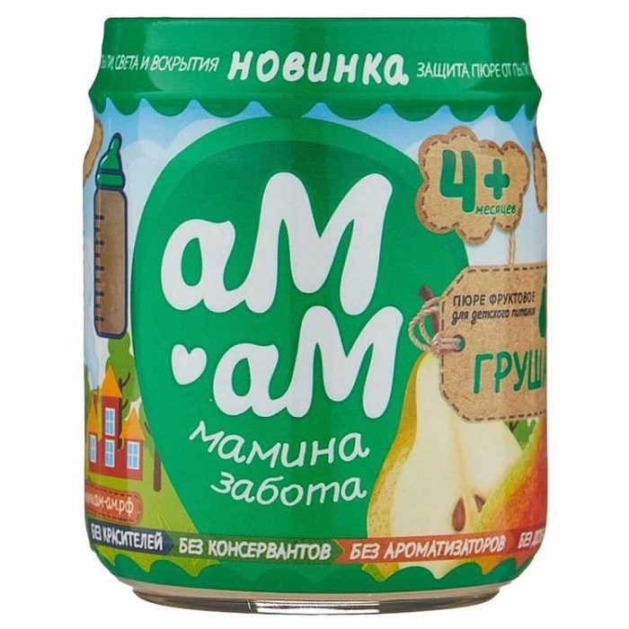 Пюре Ам-ам из груши с 4мес 90гр ст/б