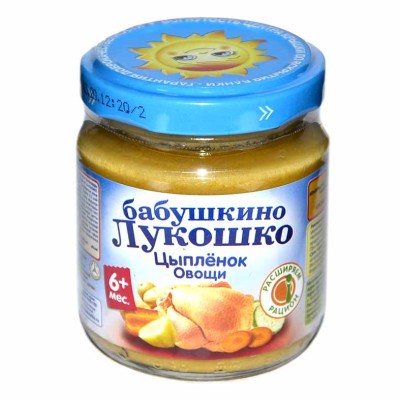 Пюре Бабушкино Лукошко цыпленок и овощи с 6мес 100гр ст/б