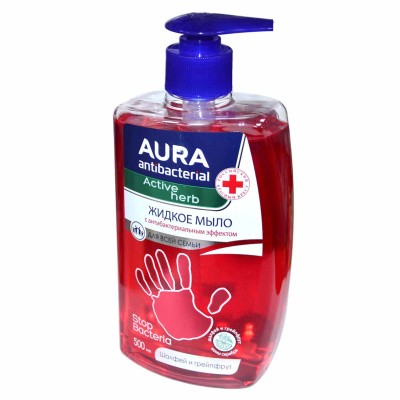 Мыло жидкое Aura Antibacterial Active Herb Шалфей и грейпфрут 500мл пэт