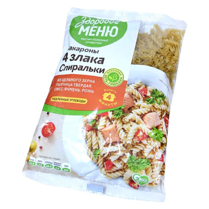 Макароны Здоровое меню спиралька 400гр м/у