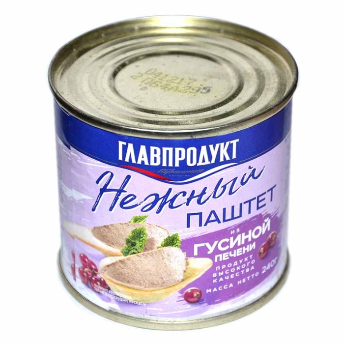 Паштет Главпродукт из гусиной печени 240гр ж/б