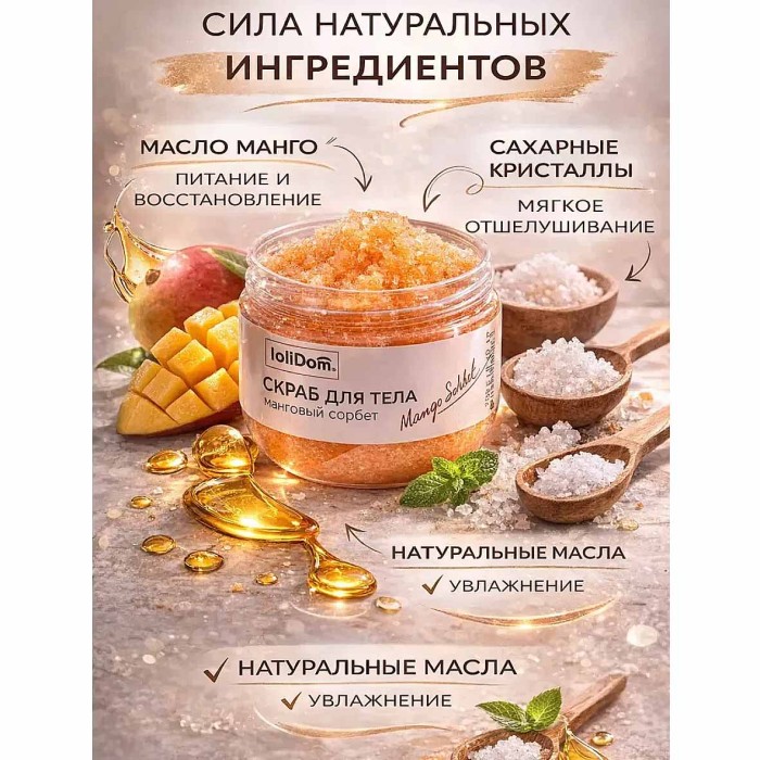 Скраб для тела Lolimi) Манговый сорбет 300гр пэт