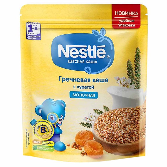 Каша Nestle гречневая молочная с курагой с 5мес 220гр д/п