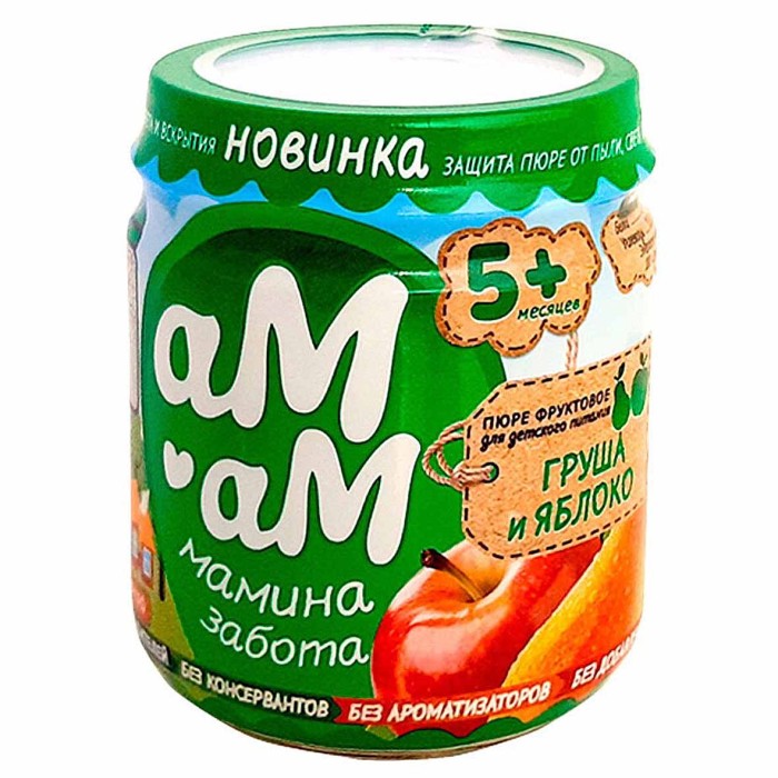 Пюре Ам-ам из груши и яблок с 5мес 90гр ст/б