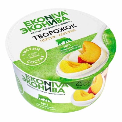 Творожок ЭкоНива персик-абрикос 5% 125гр пэт