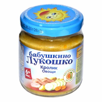 Пюре Бабушкино Лукошко кролик и овощи с 6мес 100гр ст/б