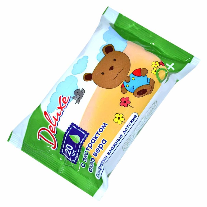 Салфетки влажные Deluxe Детские с алоэ вера Р297 20шт м/у