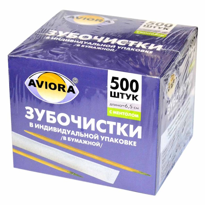 Зубочистки Paterra Бамбуковые в индивид упаковке с ментолом 500шт к/у