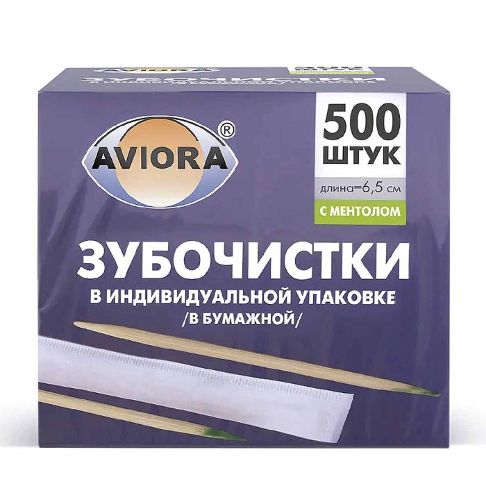 Зубочистки Paterra Бамбуковые в индивид упаковке с ментолом 500шт к/у