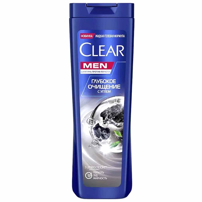 Шампунь для волос Clear Vita Men Глубокое очищение с углем 180мл пэт