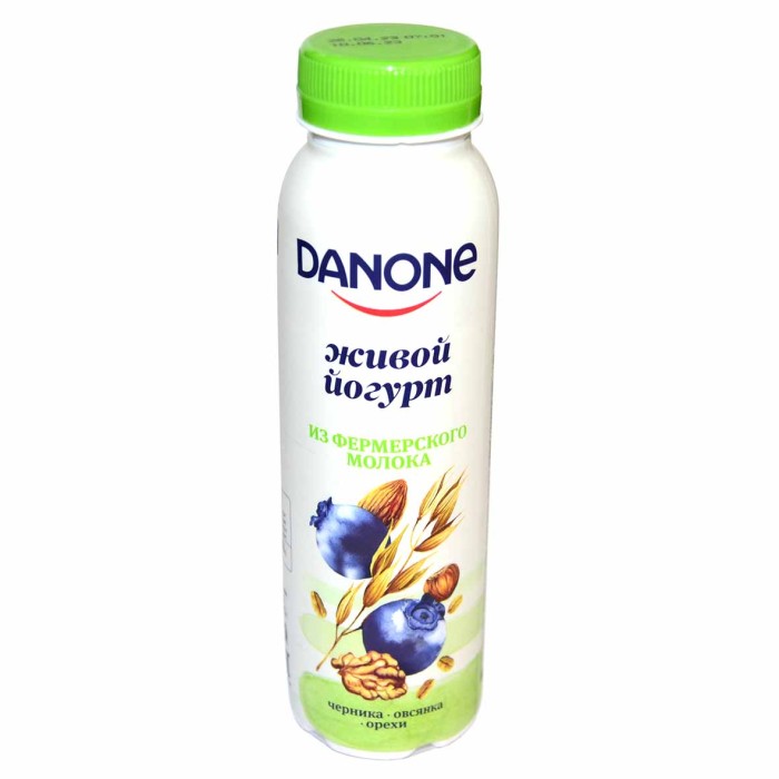 Йогурт питьевой Danone черника-овсянка-орехи 2,5% 270мл пэт*