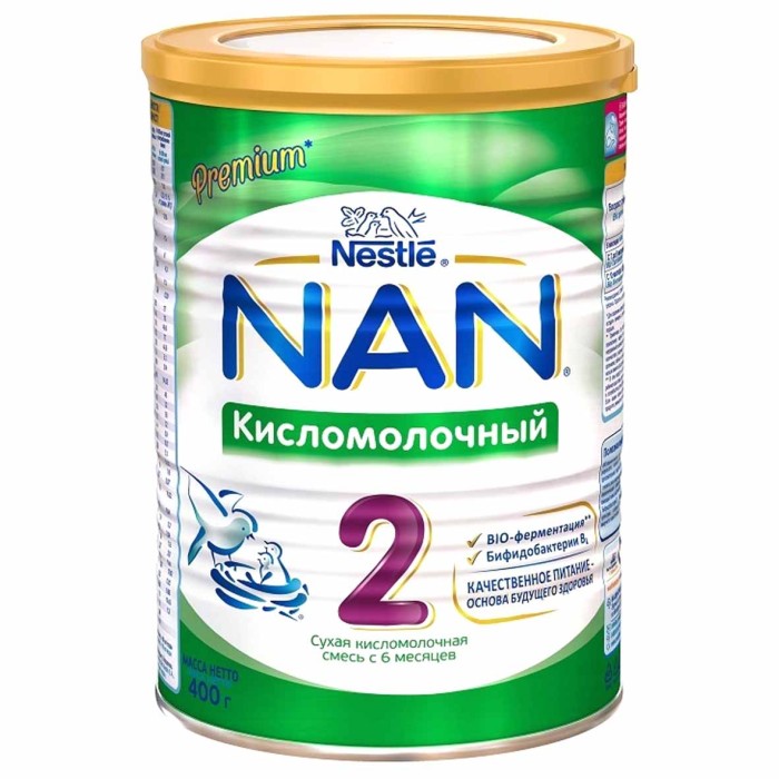 Смесь Nan Premium 2 кисломолочная с 6мес 400гр пэт