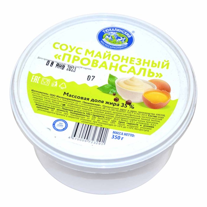 Майонез Тюкалинский Провансаль 35% 350гр пэт
