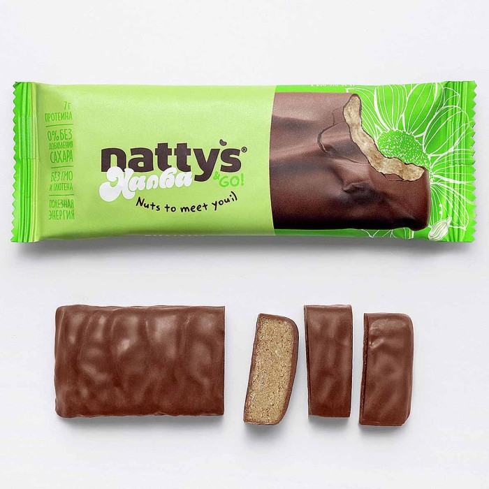 Батончик протеиновый Nattys Go халва 45гр м/у