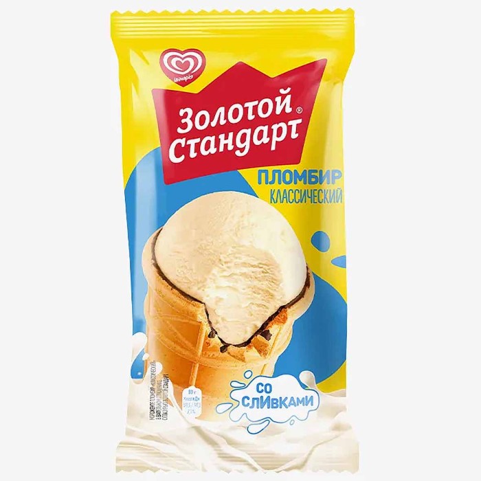 Мороженое Золотой стандарт Пломбир классический 80гр м/у