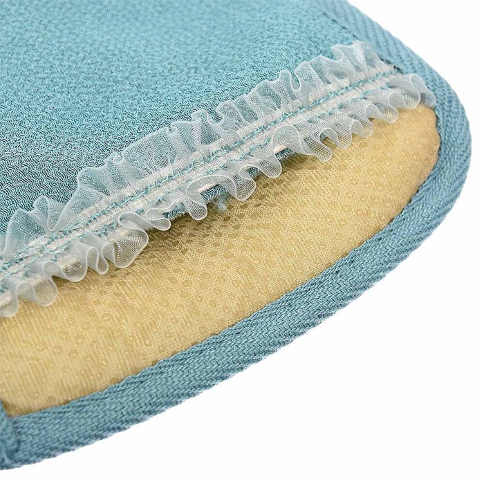 Мочалка-руковица Королевский пилинг с декором-тесьма 14,5*25см 3 цвета