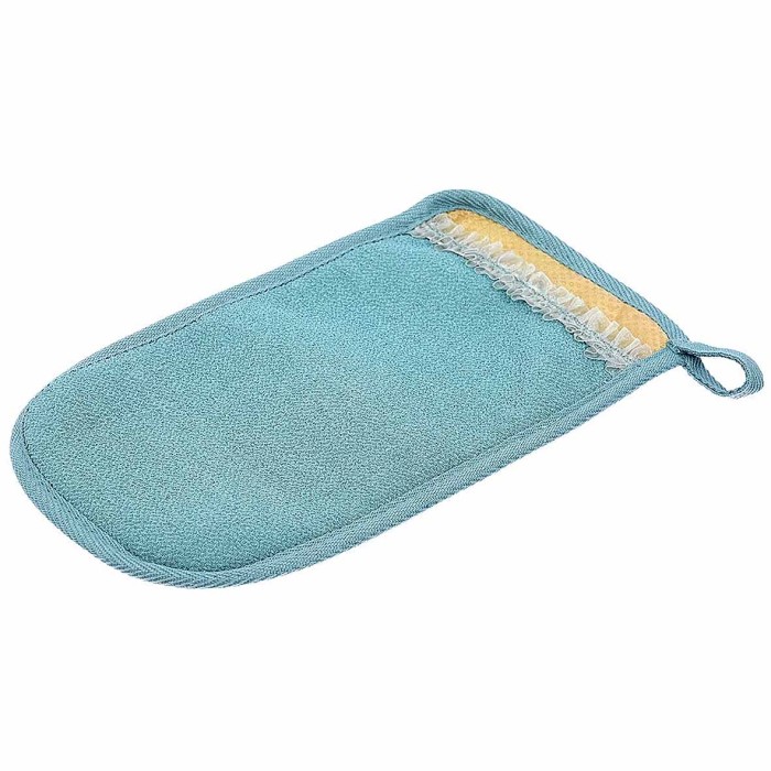 Мочалка-руковица Королевский пилинг с декором-тесьма 14,5*25см 3 цвета