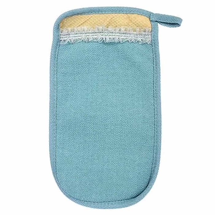 Мочалка-руковица Королевский пилинг с декором-тесьма 14,5*25см 3 цвета