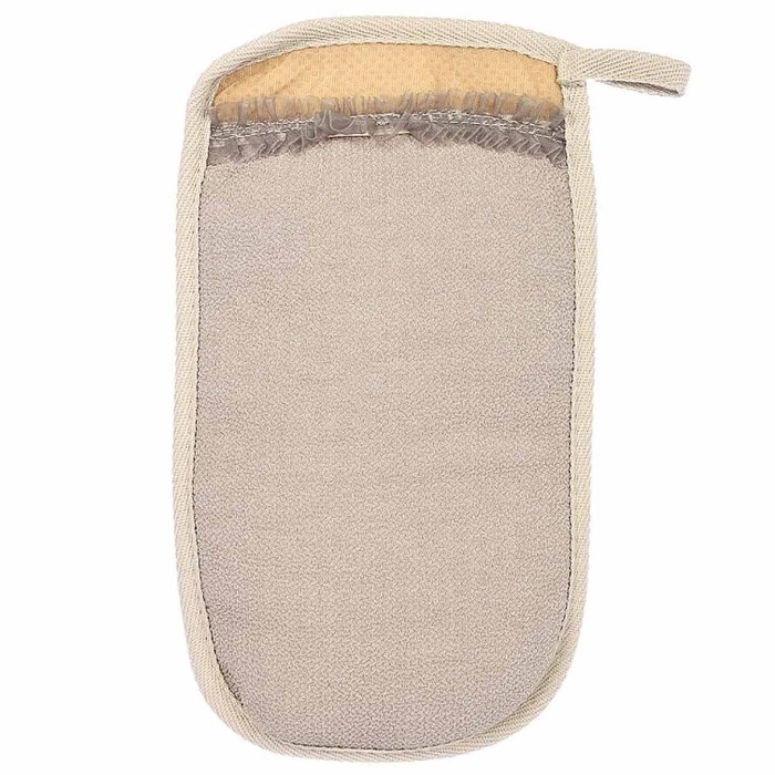 Мочалка-руковица Королевский пилинг с декором-тесьма 14,5*25см 3 цвета