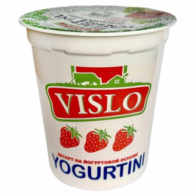Йогурт Vislo Yogurtini со вкусом клубники 12% 350гр стакан