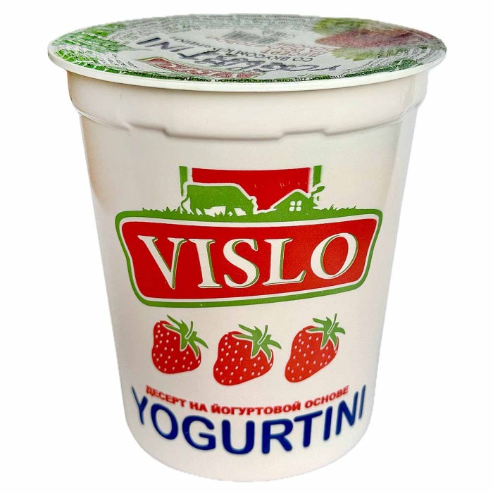 Йогурт Vislo Yogurtini со вкусом клубники 12% 350гр стакан