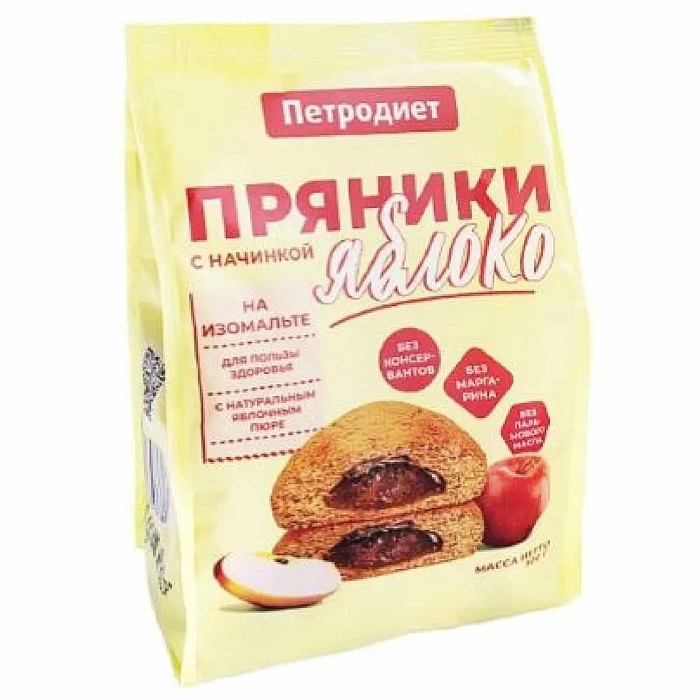 Пряники Петродиет  с яблочной начинкой на изомальте 300гр м/у