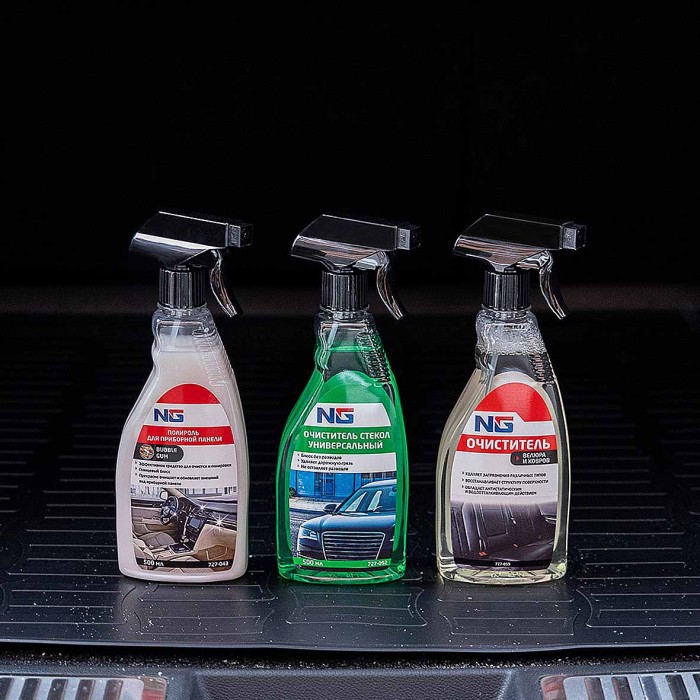 Набор подарочный Ермак NG для ухода за автомобилем полироль, очиститель велюра и стекол арт727-017