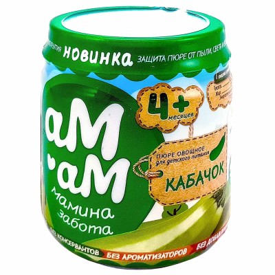 Пюре Ам-ам из кабачков с 4мес 90гр ст/б