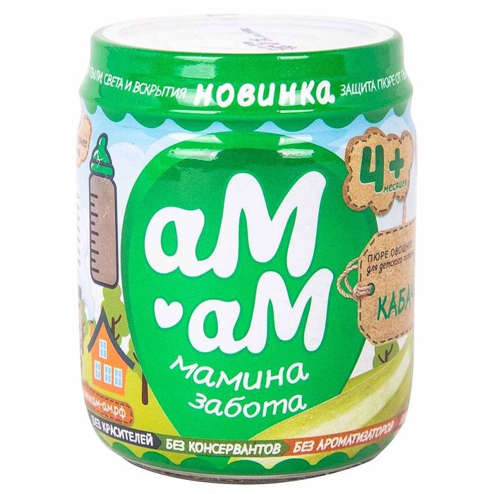 Пюре Ам-ам из кабачков с 4мес 90гр ст/б