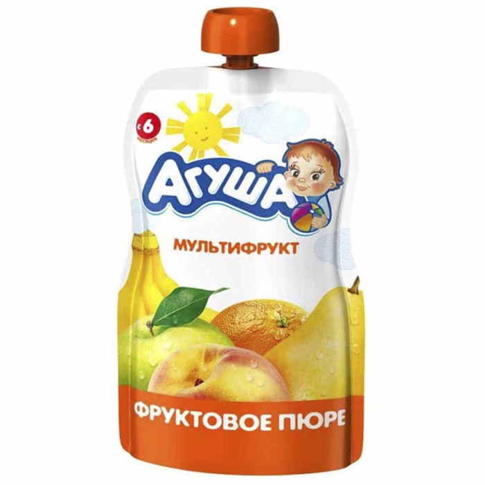 Пюре Агуша мультифрукт с 6мес 90гр пауч
