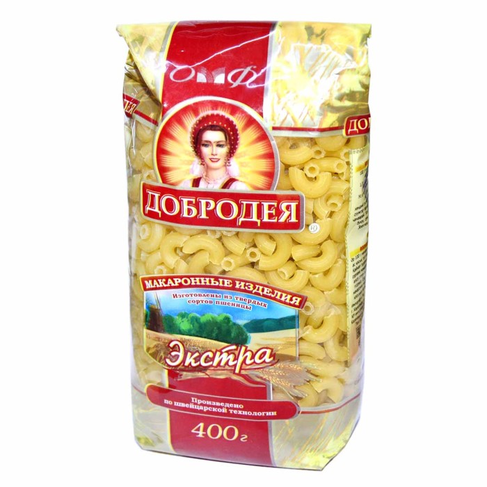 Макароны Добродея рожки рифленые 400гр м/у