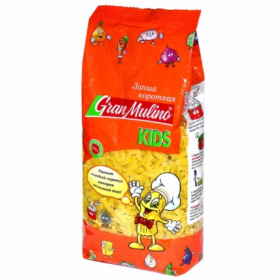 Лапша Granmulino Kids  короткая 400гр м/у